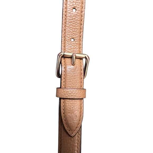 Coach Pebbled Leather Crossbody Shoulder Bag Camel Tan Chain Strap 12x12x4 - Picture 6 of 11